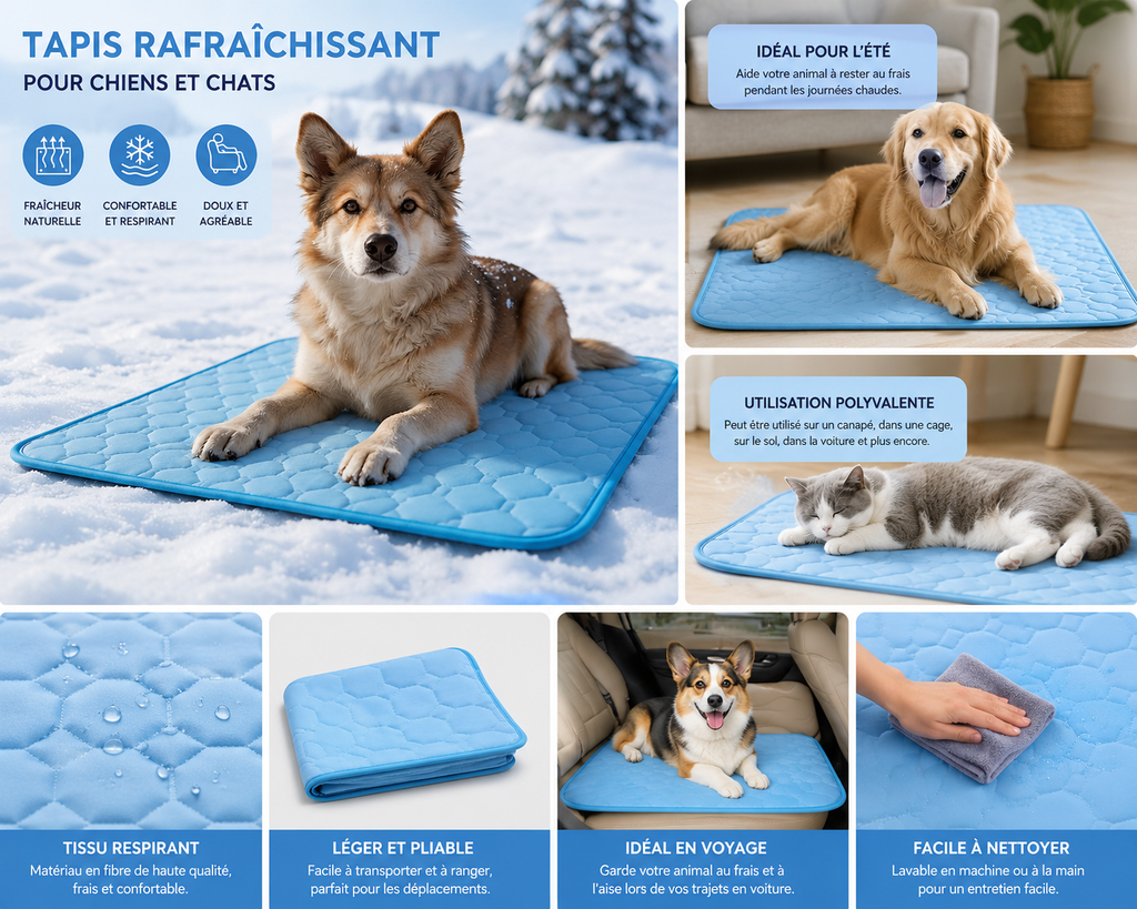 Tapis rafraîchissant pour chien et chat – Idéal pour l'été